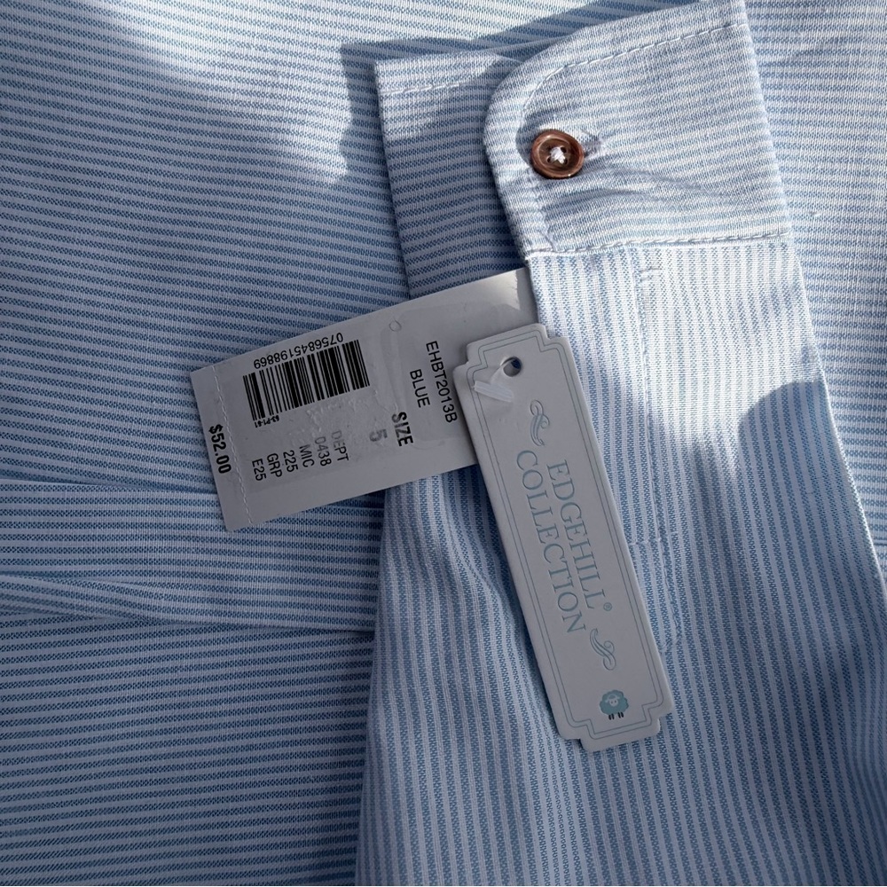 NWT Kids Edgehill Collection Light Blue Striped Button-Down Shirt 5 T - Picture 4 of 8